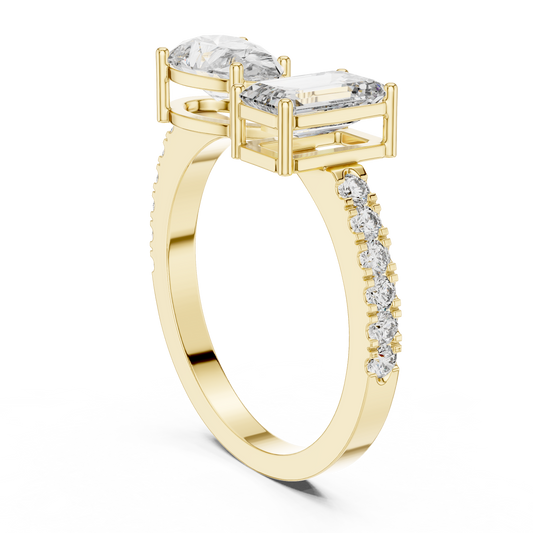 Emerald and Pear Cut Toi et Moi Lab Grown Diamond Ring | 10K, 14K, and 18K Gold