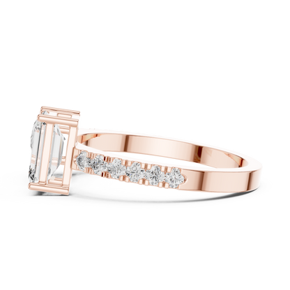 Emerald and Pear Cut Toi et Moi Lab Grown Diamond Ring | 10K, 14K, and 18K Gold