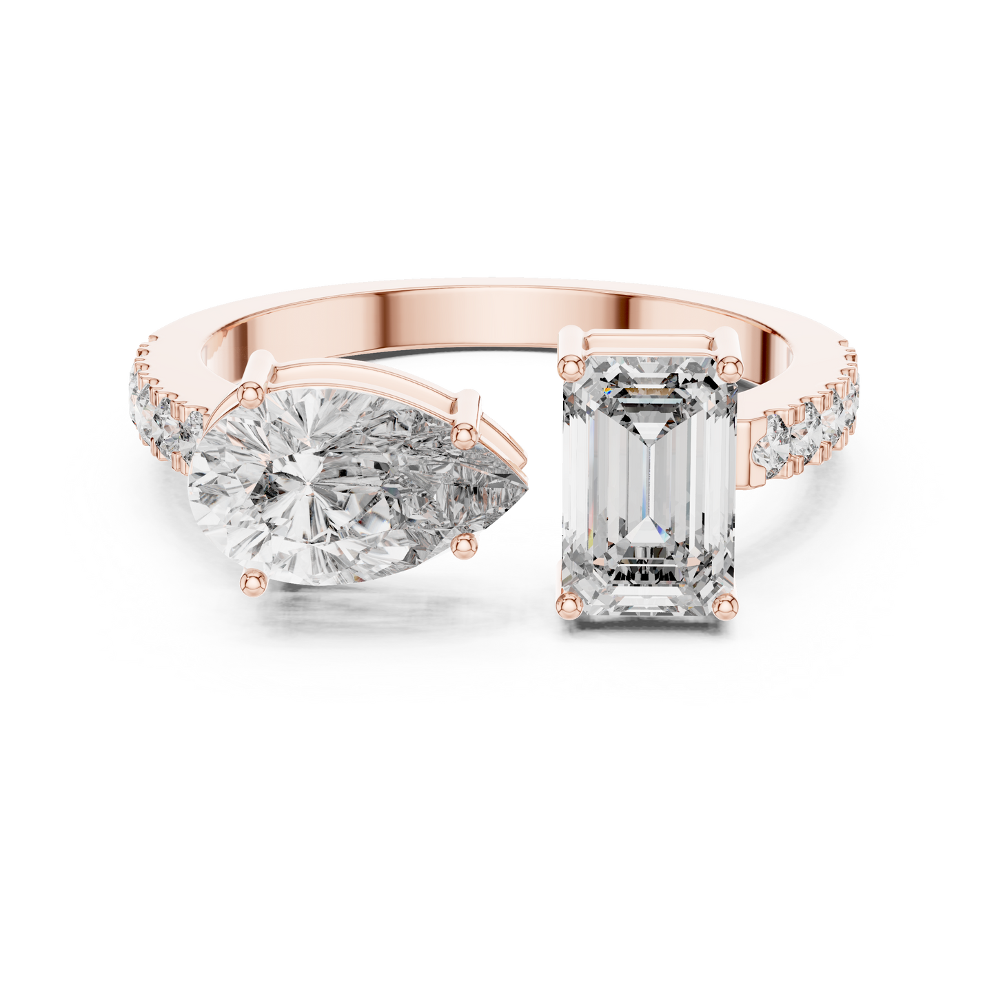 Emerald and Pear Cut Toi et Moi Lab Grown Diamond Ring | 10K, 14K, and 18K Gold