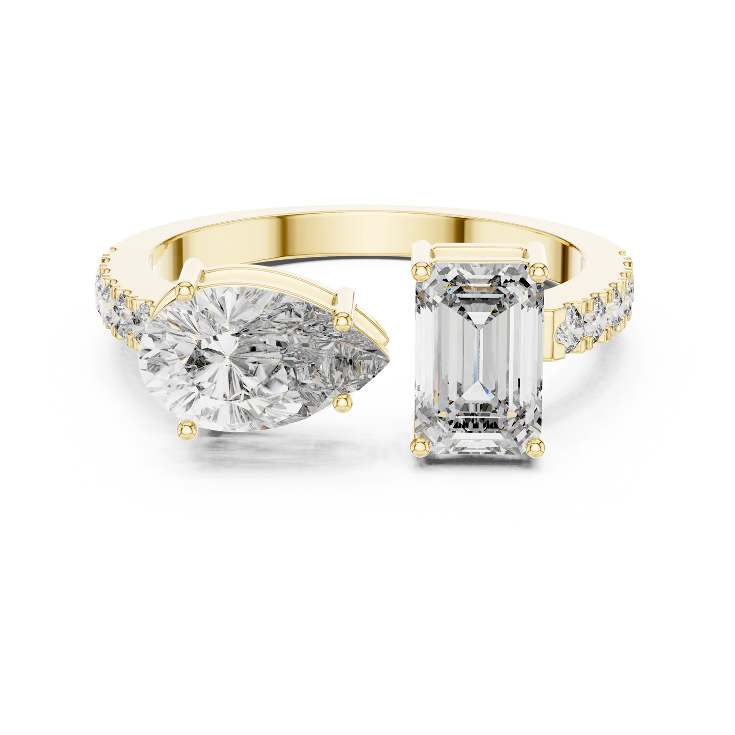 Emerald and Pear Cut Toi et Moi Lab Grown Diamond Ring | 10K, 14K, and 18K Gold