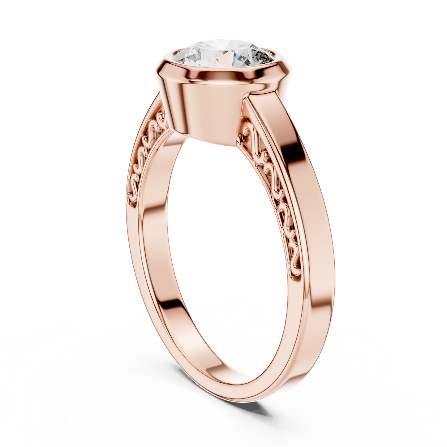 Round Lab Grown Diamond Engagement Ring | Full Eternity Floating Halo Style | 10K, 14K, and 18K Gold