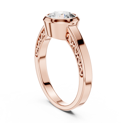 Round Lab Grown Diamond Engagement Ring | Full Eternity Floating Halo Style | 10K, 14K, and 18K Gold