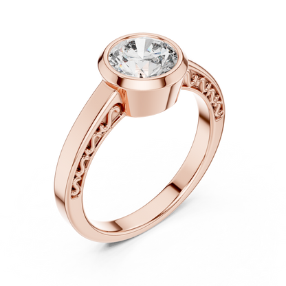 Round Lab Grown Diamond Engagement Ring | Full Eternity Floating Halo Style | 10K, 14K, and 18K Gold