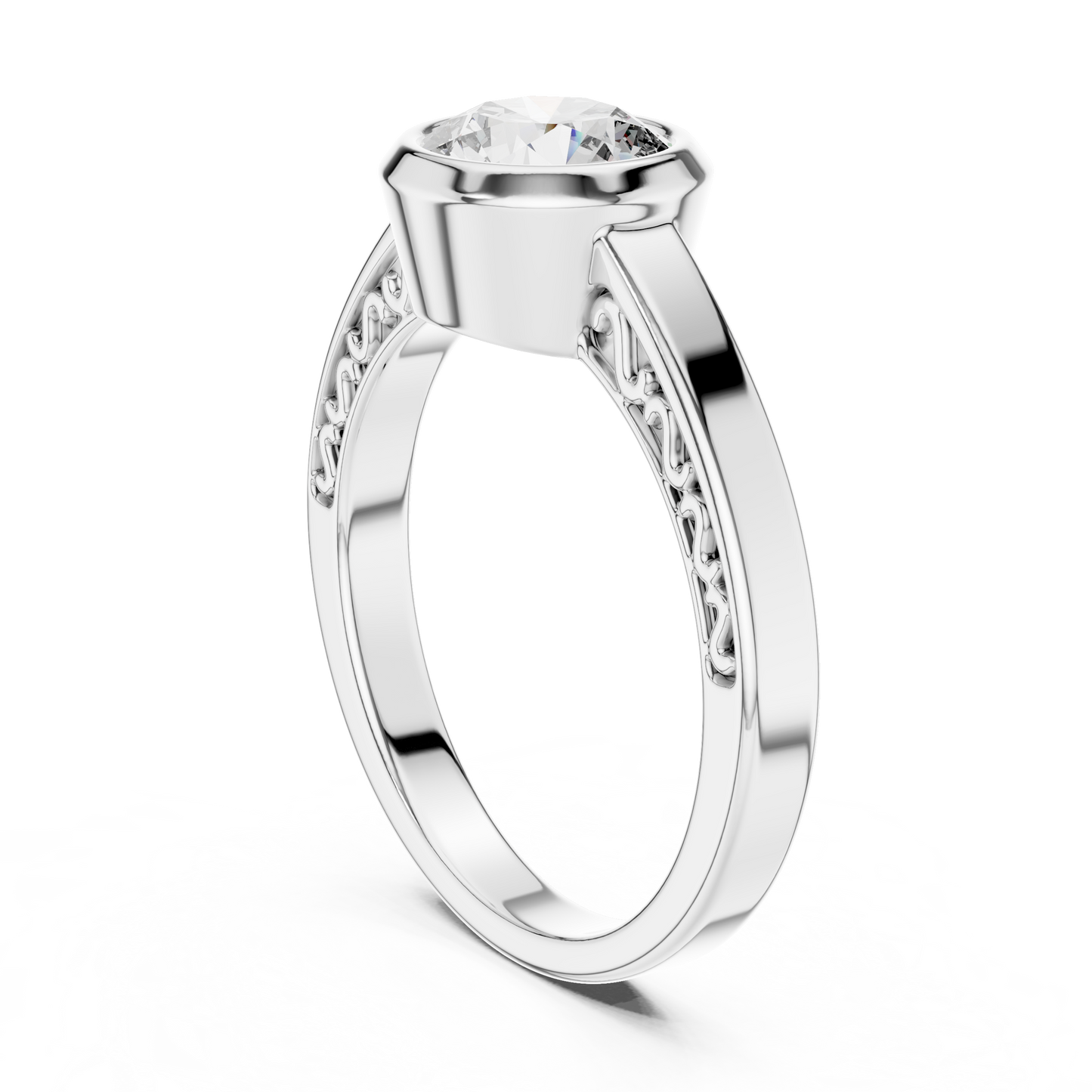 Round Lab Grown Diamond Engagement Ring | Full Eternity Floating Halo Style | 10K, 14K, and 18K Gold