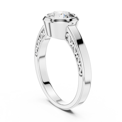 Round Lab Grown Diamond Engagement Ring | Full Eternity Floating Halo Style | 10K, 14K, and 18K Gold