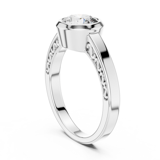Round Lab Grown Diamond Engagement Ring | Full Eternity Floating Halo Style | 10K, 14K, and 18K Gold