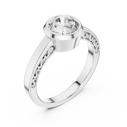 Round Lab Grown Diamond Engagement Ring | Full Eternity Floating Halo Style | 10K, 14K, and 18K Gold
