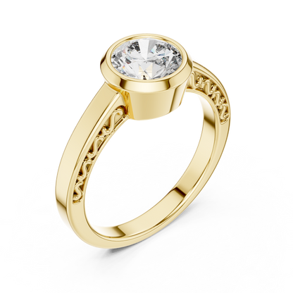 Round Lab Grown Diamond Engagement Ring | Full Eternity Floating Halo Style | 10K, 14K, and 18K Gold