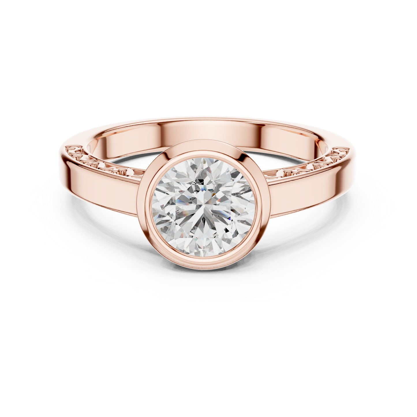Round Lab Grown Diamond Engagement Ring | Full Eternity Floating Halo Style | 10K, 14K, and 18K Gold