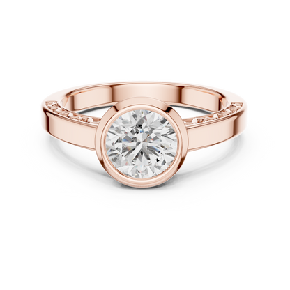 Round Lab Grown Diamond Engagement Ring | Full Eternity Floating Halo Style | 10K, 14K, and 18K Gold