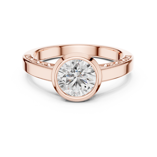 Round Lab Grown Diamond Engagement Ring | Full Eternity Floating Halo Style | 10K, 14K, and 18K Gold