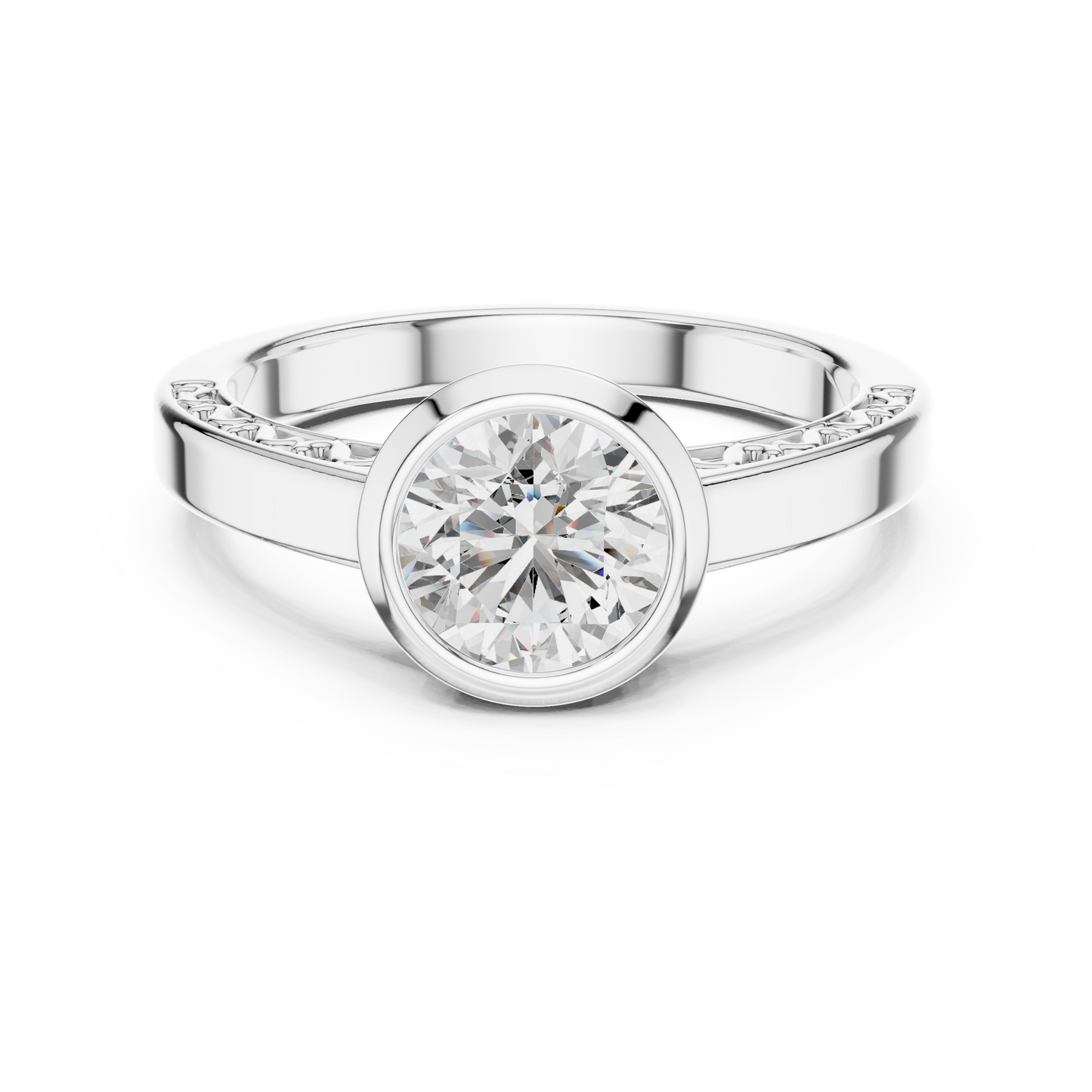 Round Lab Grown Diamond Engagement Ring | Full Eternity Floating Halo Style | 10K, 14K, and 18K Gold