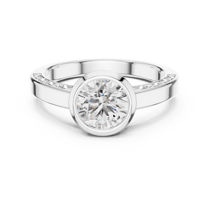 Round Lab Grown Diamond Engagement Ring | Full Eternity Floating Halo Style | 10K, 14K, and 18K Gold