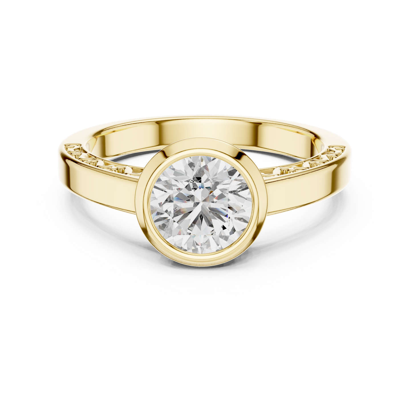 Round Lab Grown Diamond Engagement Ring | Full Eternity Floating Halo Style | 10K, 14K, and 18K Gold