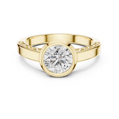 Round Lab Grown Diamond Engagement Ring | Full Eternity Floating Halo Style | 10K, 14K, and 18K Gold