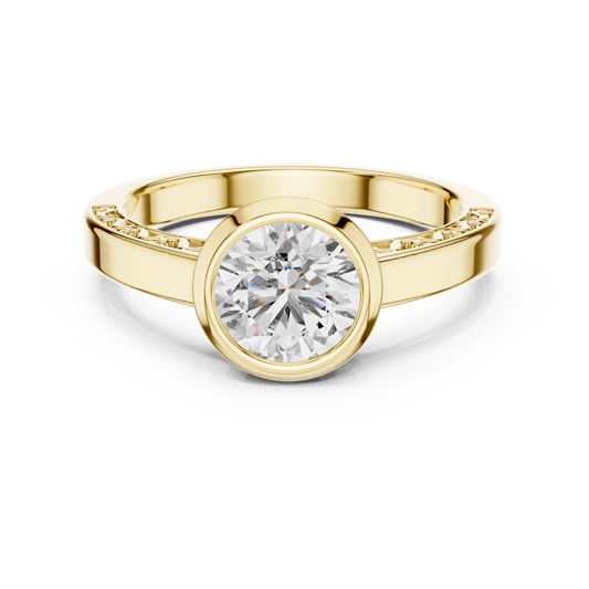 Round Lab Grown Diamond Engagement Ring | Full Eternity Floating Halo Style | 10K, 14K, and 18K Gold