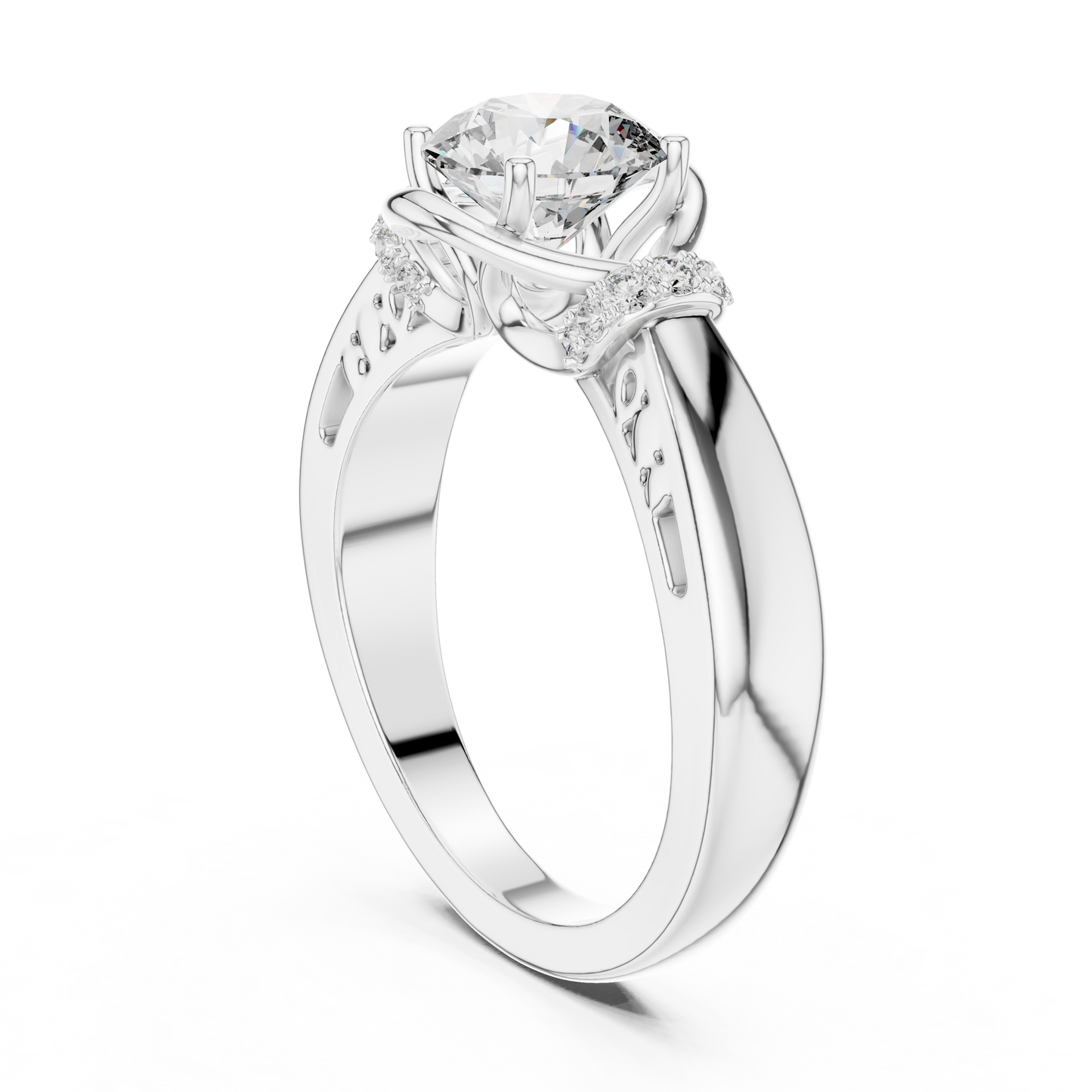 Round Lab Grown Diamond Engagement Ring | Nature Inspired Bypass Style | 10K, 14K, and 18K Gold