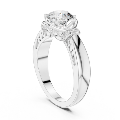 Round Lab Grown Diamond Engagement Ring | Nature Inspired Bypass Style | 10K, 14K, and 18K Gold