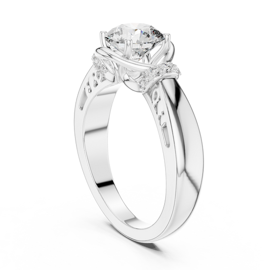 Round Lab Grown Diamond Engagement Ring | Nature Inspired Bypass Style | 10K, 14K, and 18K Gold