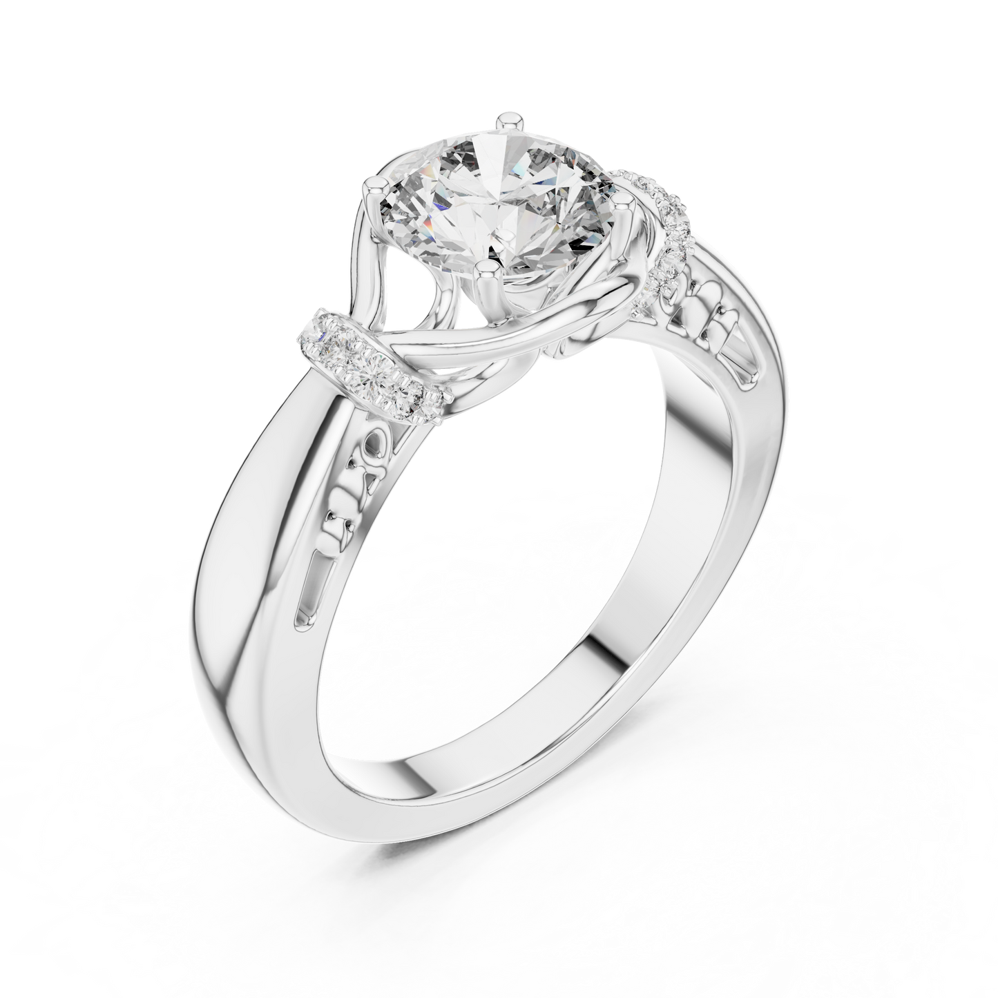 Round Lab Grown Diamond Engagement Ring | Nature Inspired Bypass Style | 10K, 14K, and 18K Gold