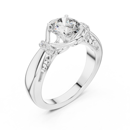 Round Lab Grown Diamond Engagement Ring | Nature Inspired Bypass Style | 10K, 14K, and 18K Gold