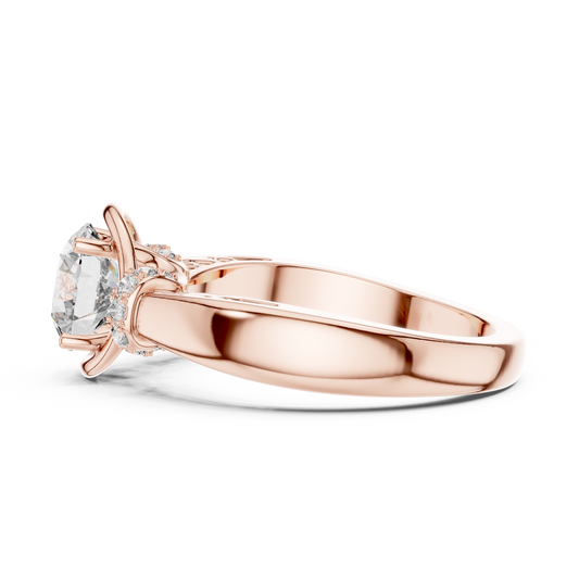 Round Lab Grown Diamond Engagement Ring | Nature Inspired Bypass Style | 10K, 14K, and 18K Gold