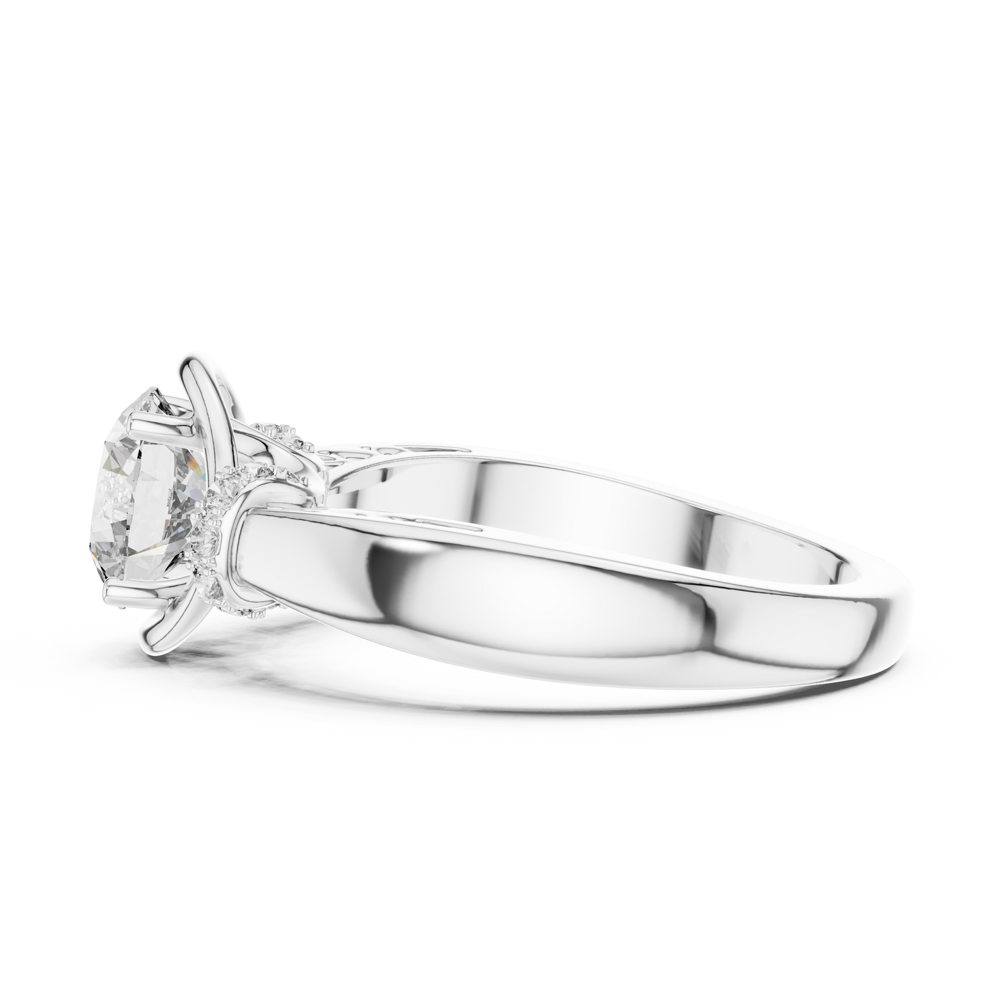 Round Lab Grown Diamond Engagement Ring | Nature Inspired Bypass Style | 10K, 14K, and 18K Gold