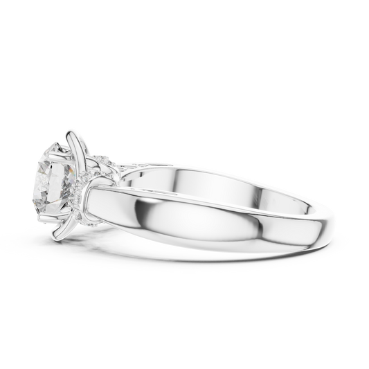 Round Lab Grown Diamond Engagement Ring | Nature Inspired Bypass Style | 10K, 14K, and 18K Gold