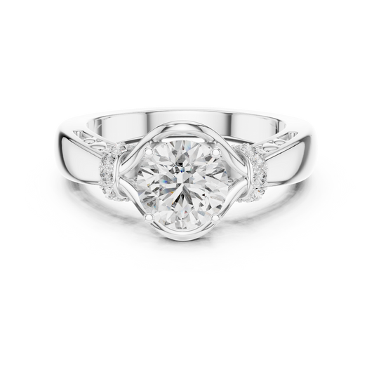 Round Lab Grown Diamond Engagement Ring | Nature Inspired Bypass Style | 10K, 14K, and 18K Gold