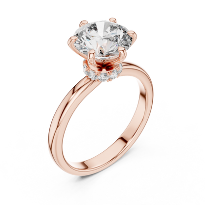 Round Lab Grown Diamond Engagement Ring | Hidden Halo Solitaire | 10K, 14K, and 18K Gold