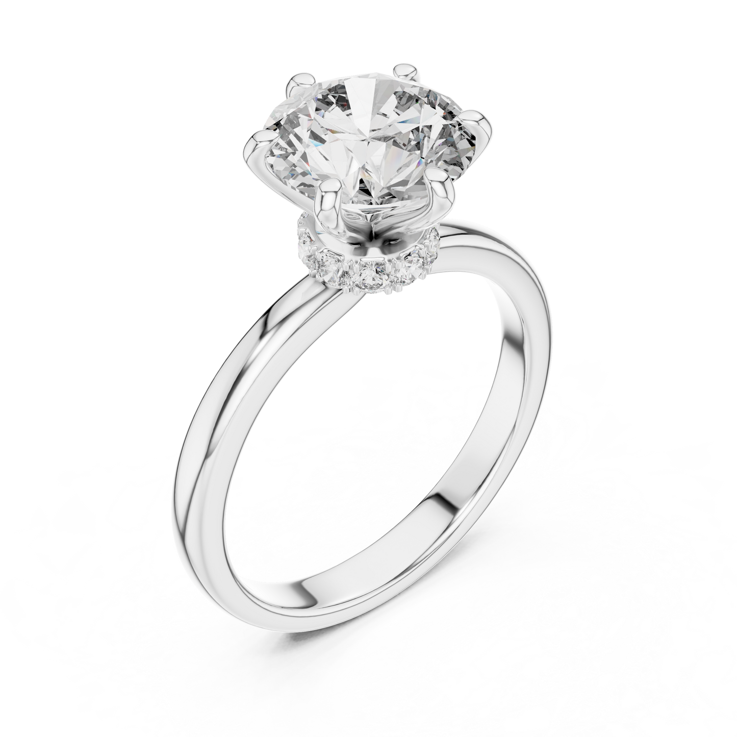 Round Lab Grown Diamond Engagement Ring | Hidden Halo Solitaire | 10K, 14K, and 18K Gold