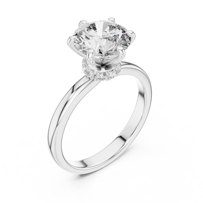 Round Lab Grown Diamond Engagement Ring | Hidden Halo Solitaire | 10K, 14K, and 18K Gold