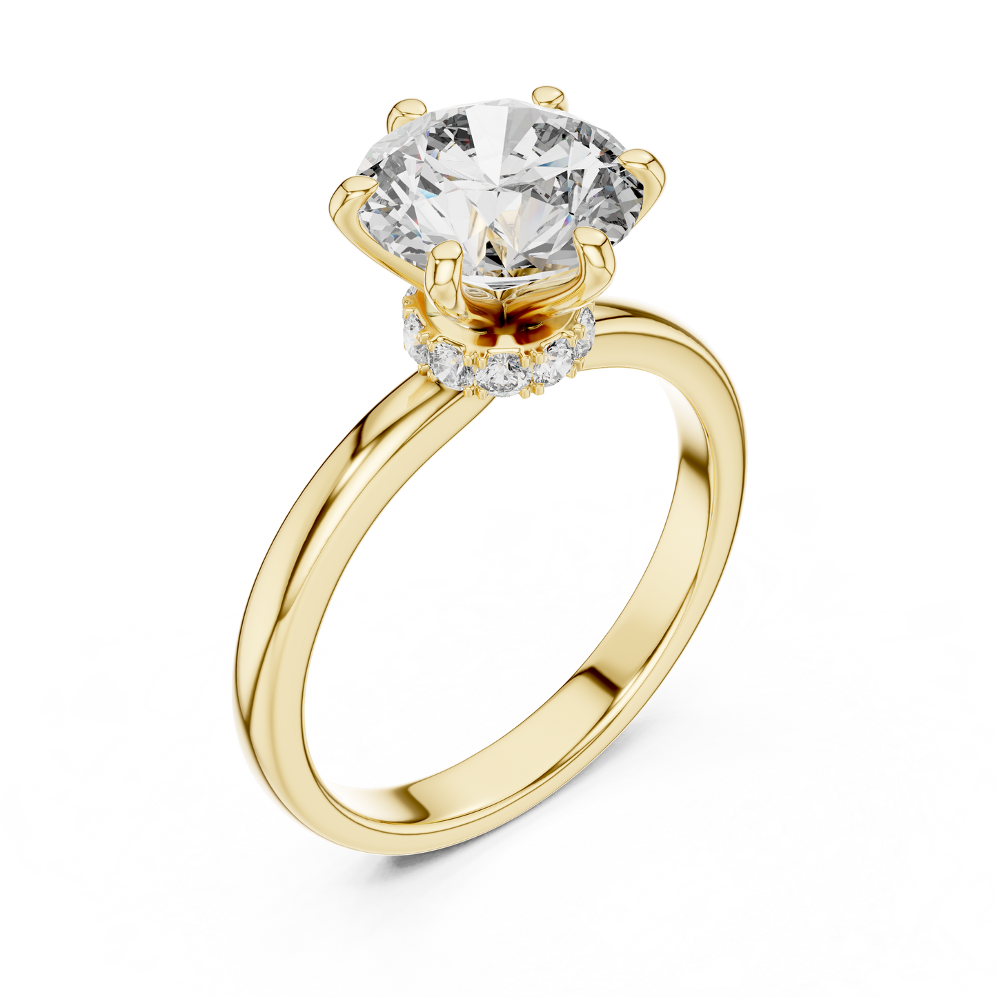 Round Lab Grown Diamond Engagement Ring | Hidden Halo Solitaire | 10K, 14K, and 18K Gold