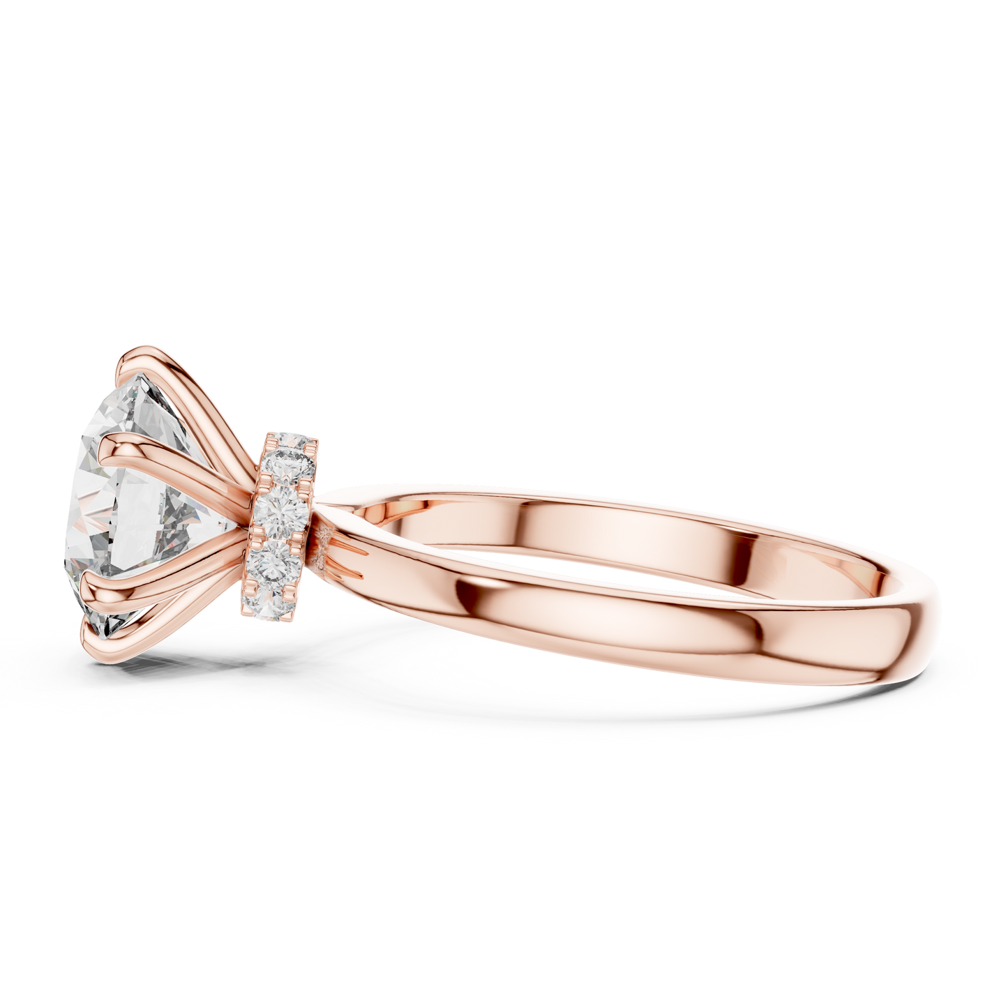 Round Lab Grown Diamond Engagement Ring | Hidden Halo Solitaire | 10K, 14K, and 18K Gold