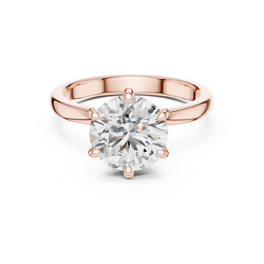 Round Lab Grown Diamond Engagement Ring | Hidden Halo Solitaire | 10K, 14K, and 18K Gold