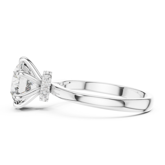 Round Lab Grown Diamond Engagement Ring | Hidden Halo Solitaire | 10K, 14K, and 18K Gold