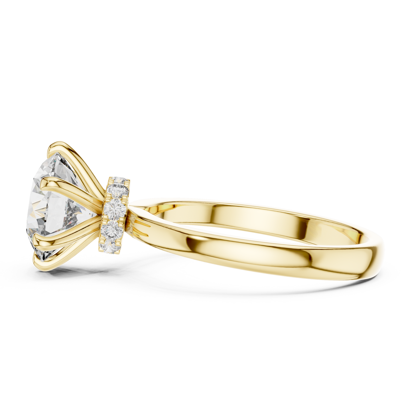 Round Lab Grown Diamond Engagement Ring | Hidden Halo Solitaire | 10K, 14K, and 18K Gold