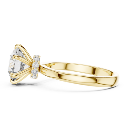 Round Lab Grown Diamond Engagement Ring | Hidden Halo Solitaire | 10K, 14K, and 18K Gold