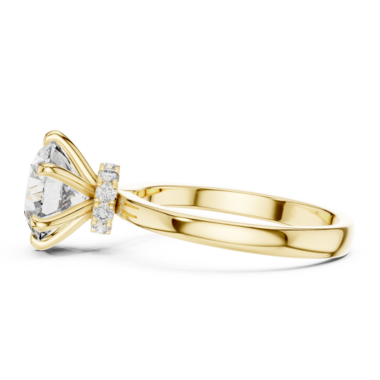 Round Lab Grown Diamond Engagement Ring | Hidden Halo Solitaire | 10K, 14K, and 18K Gold