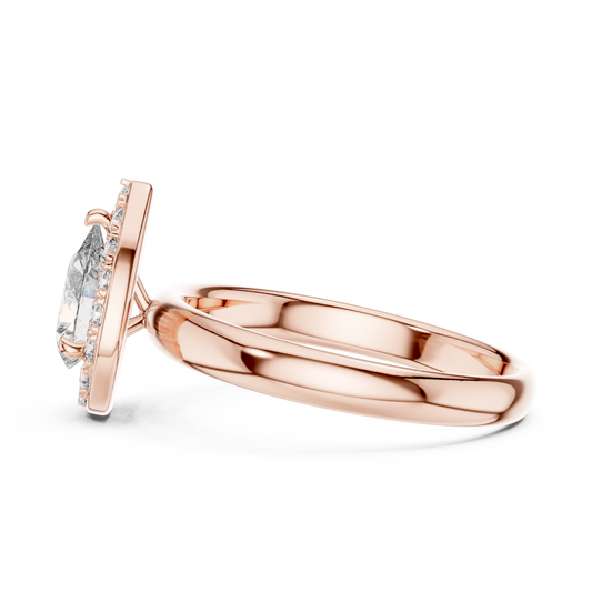 Pear Cut Lab Grown Diamond Engagement Ring | Sparkling Halo Solitaire | 10K, 14K, and 18K Gold