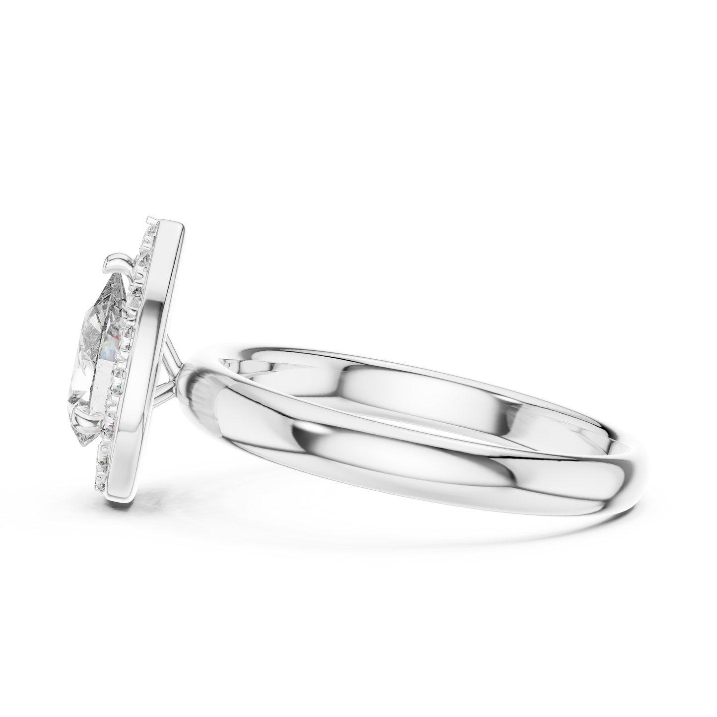 Pear Cut Lab Grown Diamond Engagement Ring | Sparkling Halo Solitaire | 10K, 14K, and 18K Gold