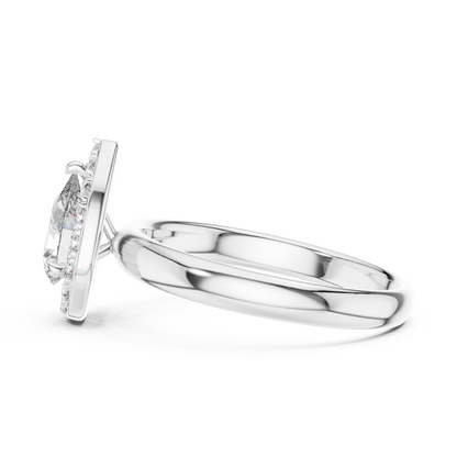 Pear Cut Lab Grown Diamond Engagement Ring | Sparkling Halo Solitaire | 10K, 14K, and 18K Gold