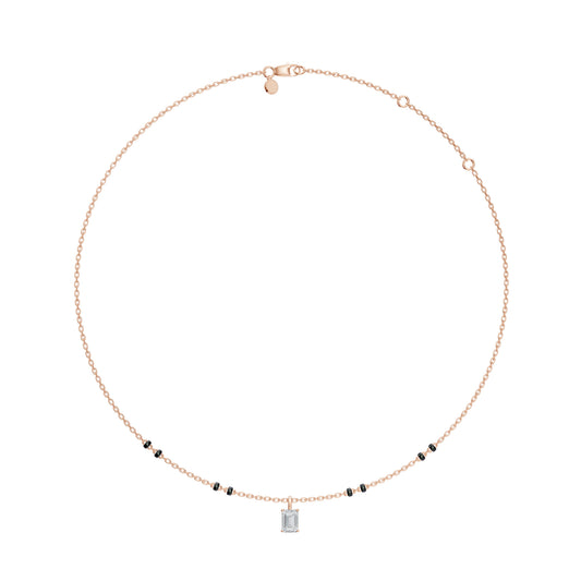 EmeraldCut Modern Mangalsutra | Lab daimond DEF VVS 14K / 18K Solid Gold | Classic Bail Pendant