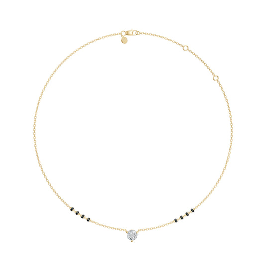 Round Solitaire Modern Mangalsutra | Fixed Pendant DEF VVS 14K / 18K Solid Gold