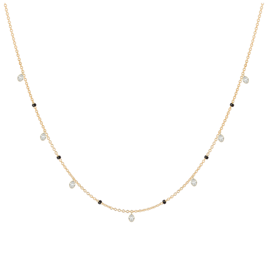 Oval Diamond Station Modern Mangalsutra | Seven Vow DEF VVS 14K / 18K Solid Gold