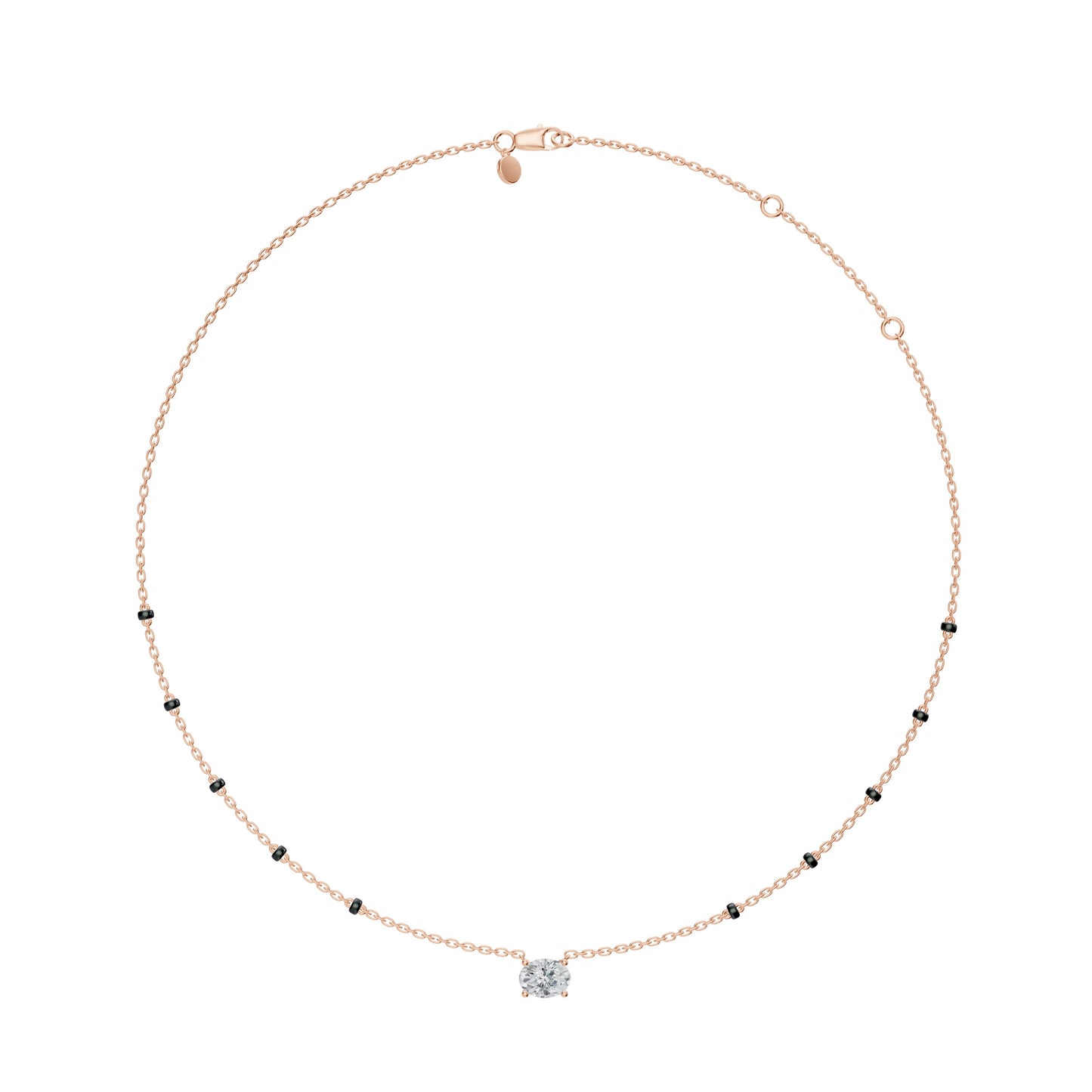 East-West Oval Modern Mangalsutra | Horizontal DEF VVS 14K / 18K Solid Gold