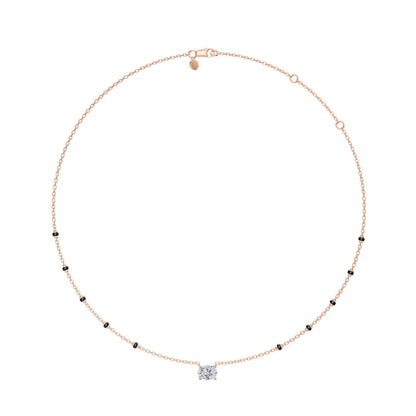 East-West Oval Modern Mangalsutra | Horizontal DEF VVS 14K / 18K Solid Gold