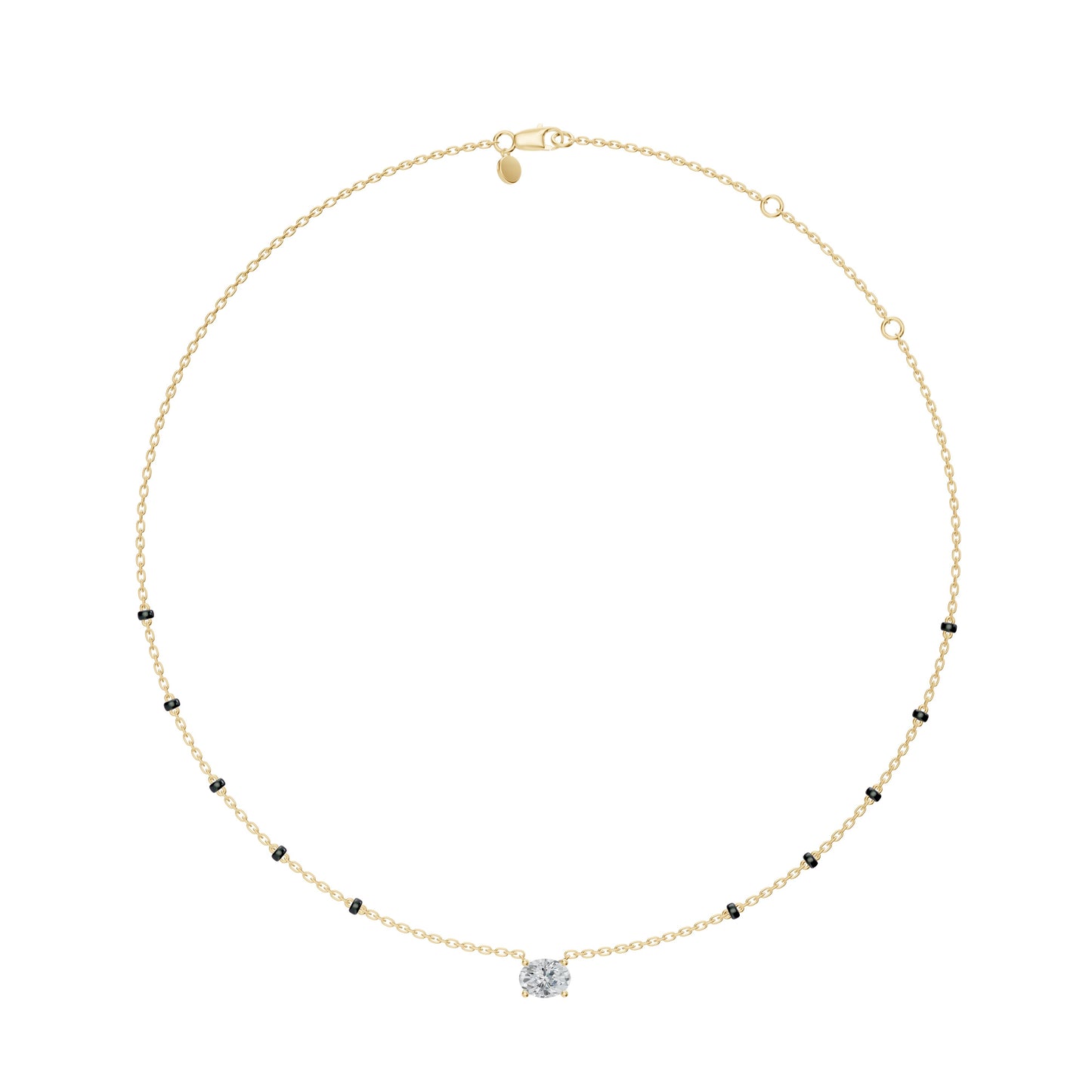 East-West Oval Modern Mangalsutra | Horizontal DEF VVS 14K / 18K Solid Gold