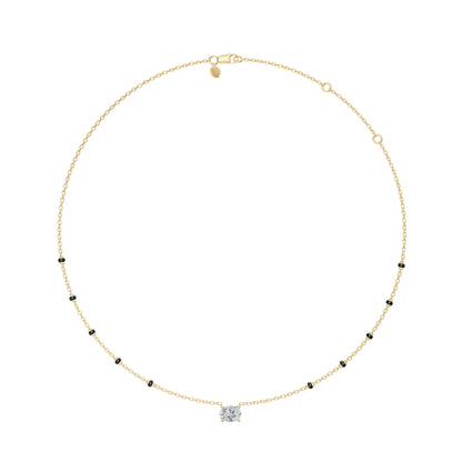 East-West Oval Modern Mangalsutra | Horizontal DEF VVS 14K / 18K Solid Gold