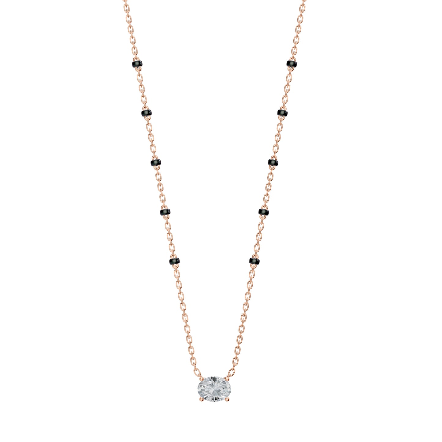 East-West Oval Modern Mangalsutra | Horizontal DEF VVS 14K / 18K Solid Gold